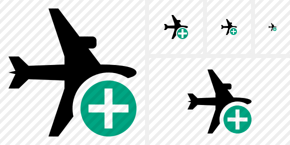 Airplane Horizontal Add Symbol