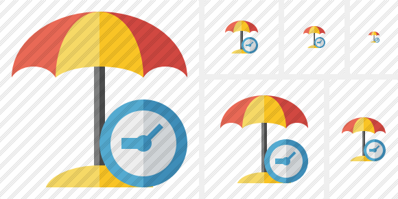 Beach Umbrella Clock Icon Beach Umbrella Clock Icon