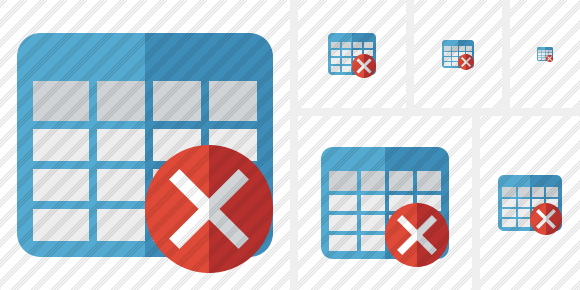 Database Table Cancel Symbol