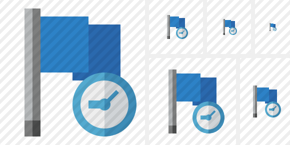 Flag Blue Clock Icon Flag Blue Clock Icon