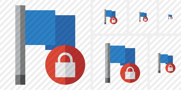 Flag Blue Lock Icon Flag Blue Lock Icon