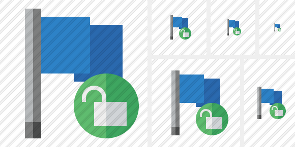 Flag Blue Unlock Icon Flag Blue Unlock Icon