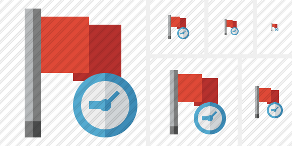 Flag Red Clock Icon