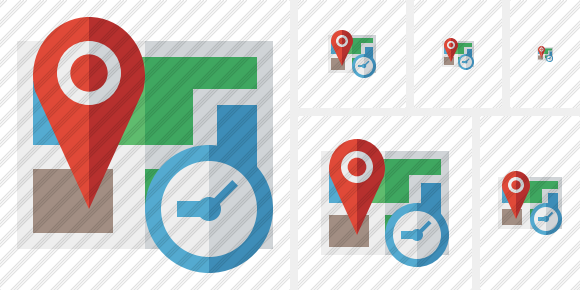 Map Location Clock Icon Map Location Clock Icon