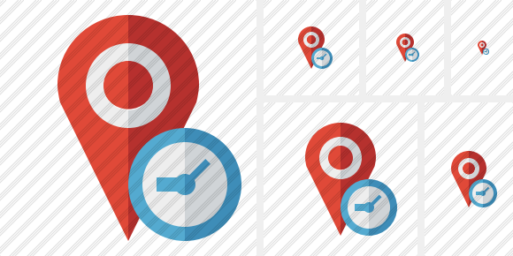 Map Pin Clock Icon Map Pin Clock Icon