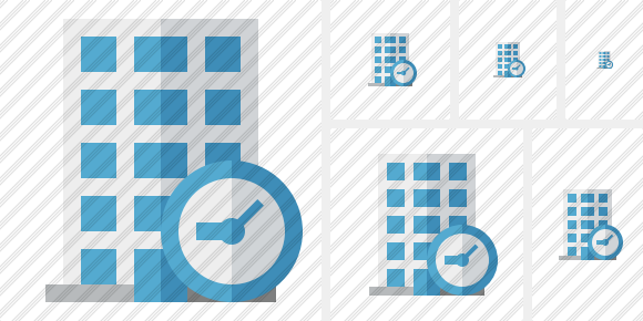 Office Building Clock Icon Office Building Clock Icon
