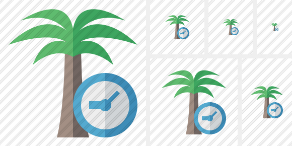 Palmtree Clock Icon Palmtree Clock Icon