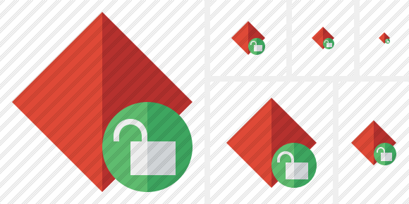 Rhombus Red Unlock Icon Rhombus Red Unlock Icon