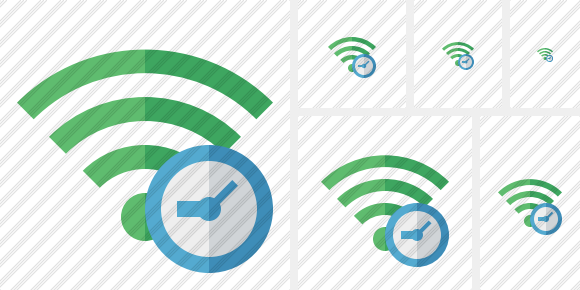 Wi Fi Green Clock Symbol