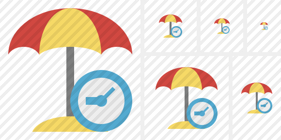 Beach Umbrella Clock Icon