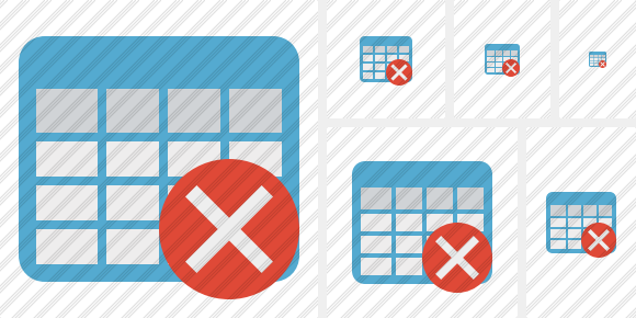 Database Table Cancel Symbol