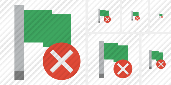 Flag Green Cancel Icon