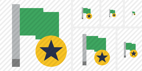 Flag Green Star Icon