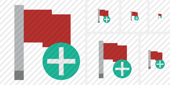 Flag Red Add Icon Flag Red Add Icon
