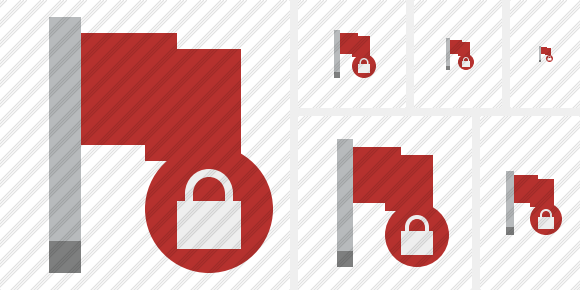 Flag Red Lock Icon Flag Red Lock Icon