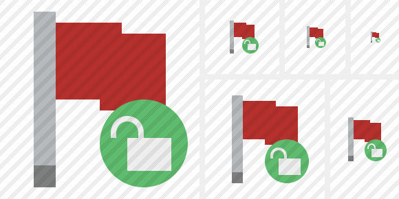 Flag Red Unlock Icon Flag Red Unlock Icon