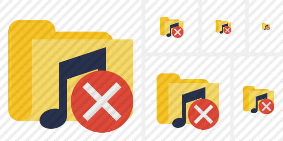 Folder Music Cancel Icon Folder Music Cancel Icon