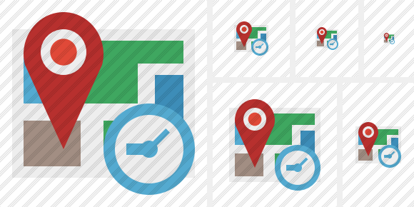 Map Location Clock Icon Map Location Clock Icon