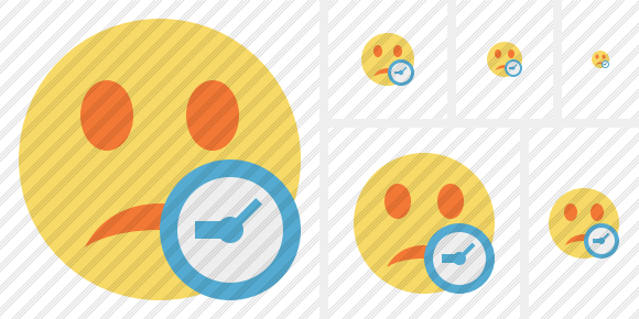 Smile Unhappy Clock Icon Smile Unhappy Clock Icon