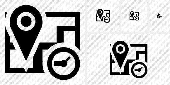 Map Location Clock Icon Map Location Clock Icon