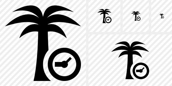 Palmtree Clock Icon Palmtree Clock Icon