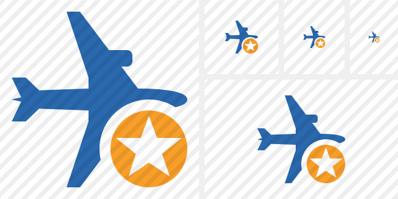 Airplane Horizontal 2 Star Symbol