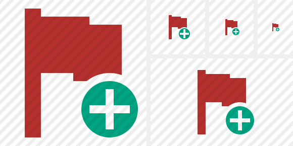 Flag Red Add Icon Flag Red Add Icon