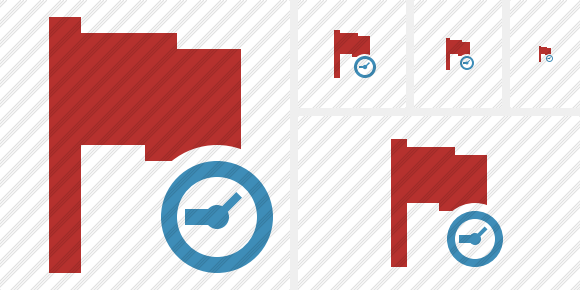 Flag Red Clock Icon