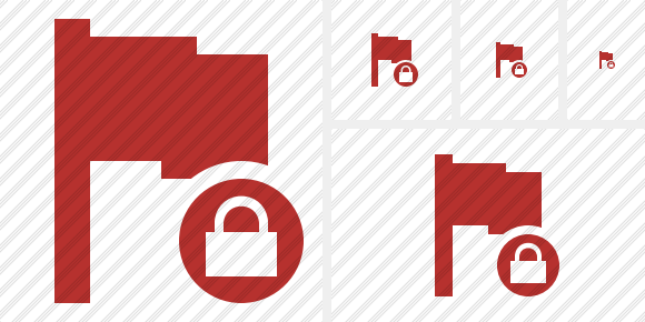 Flag Red Lock Icon Flag Red Lock Icon