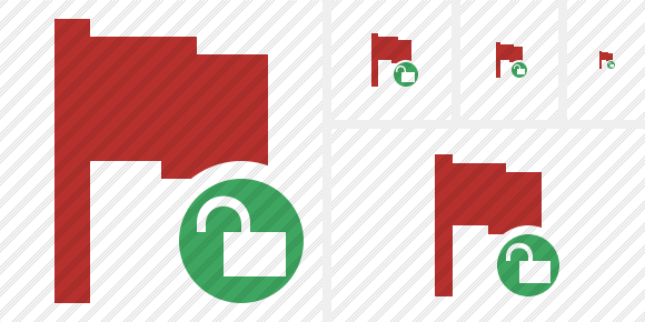 Flag Red Unlock Icon Flag Red Unlock Icon