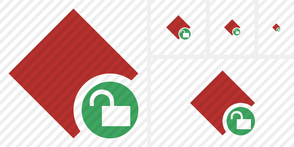 Rhombus Red Unlock Icon Rhombus Red Unlock Icon