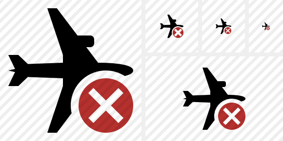 Airplane Horizontal Cancel Icon Airplane Horizontal Cancel Icon