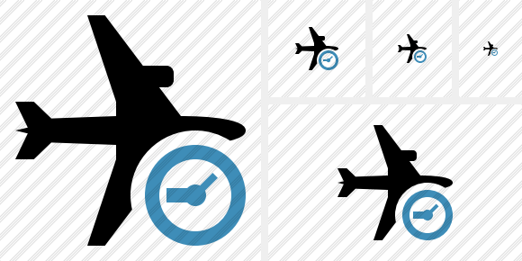 Airplane Horizontal Clock Icon Airplane Horizontal Clock Icon