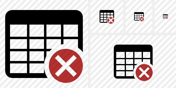 Database Table Cancel Symbol