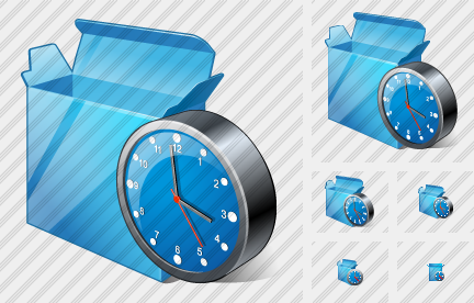 Box Open Clock Icon Box Open Clock Icon