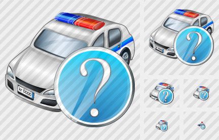 Icono Police Car Question Icono Police Car Question