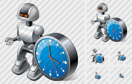 Robot Clock Icon Robot Clock Icon