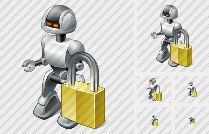 Robot Locked Icon Robot Locked Icon