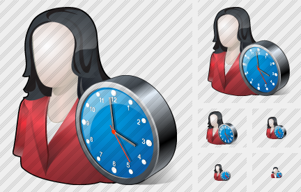 User Woman Clock Icon User Woman Clock Icon