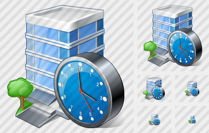 Office Building Clock Symbol Office Building Clock Symbol